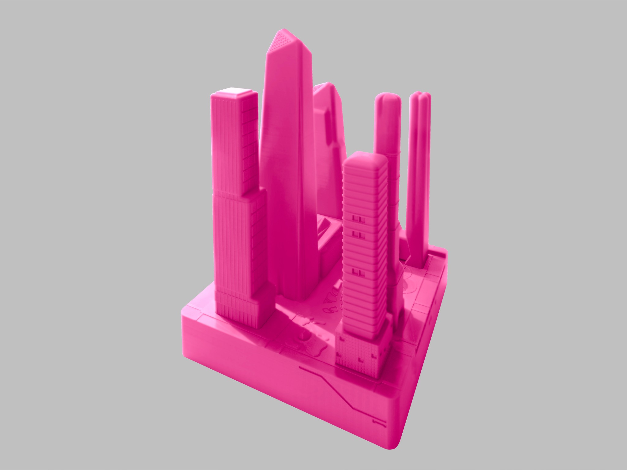 Complete pink model of the Hudson Yards development